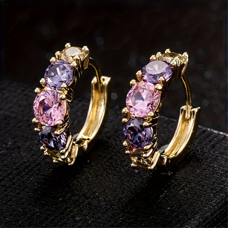 Elegante oorringen met kleurrijke zirkonia in vintage stijl