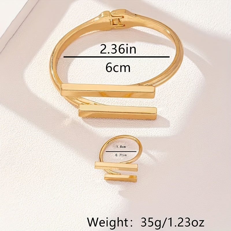 Stijlvolle geometrische verstelbare armband- en ringenset
