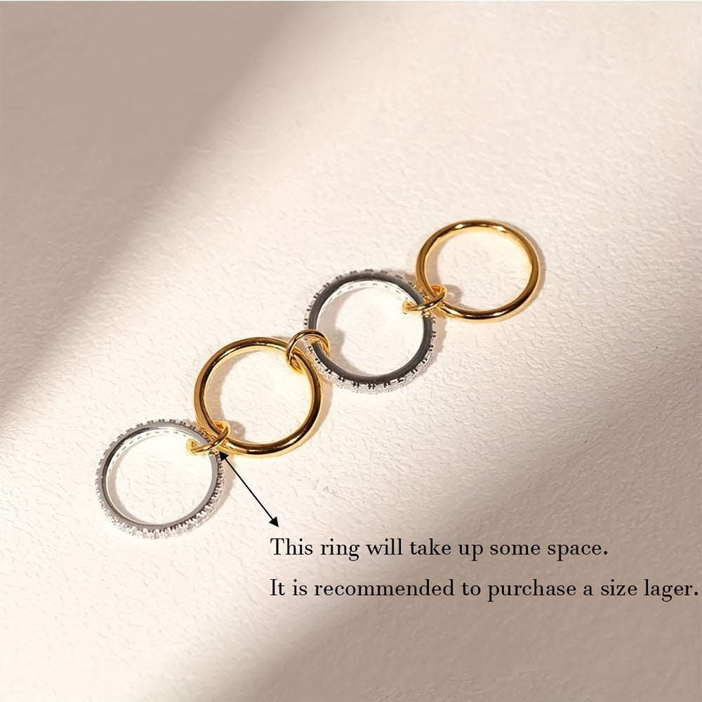 Minimalistische vergulde stapelbare ringenset met zirkonia accenten