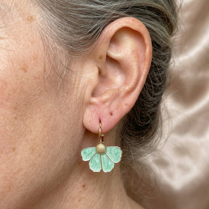 Elegant French Four-Petal Flower Drop Earrings