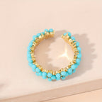 Vintage geometrische ronde ring met kralencluster en ingelegd zirkonia