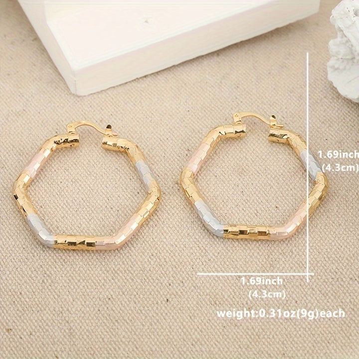 Vintage Retro Style Gold Plated Round Tie Dye Hoop Earrings