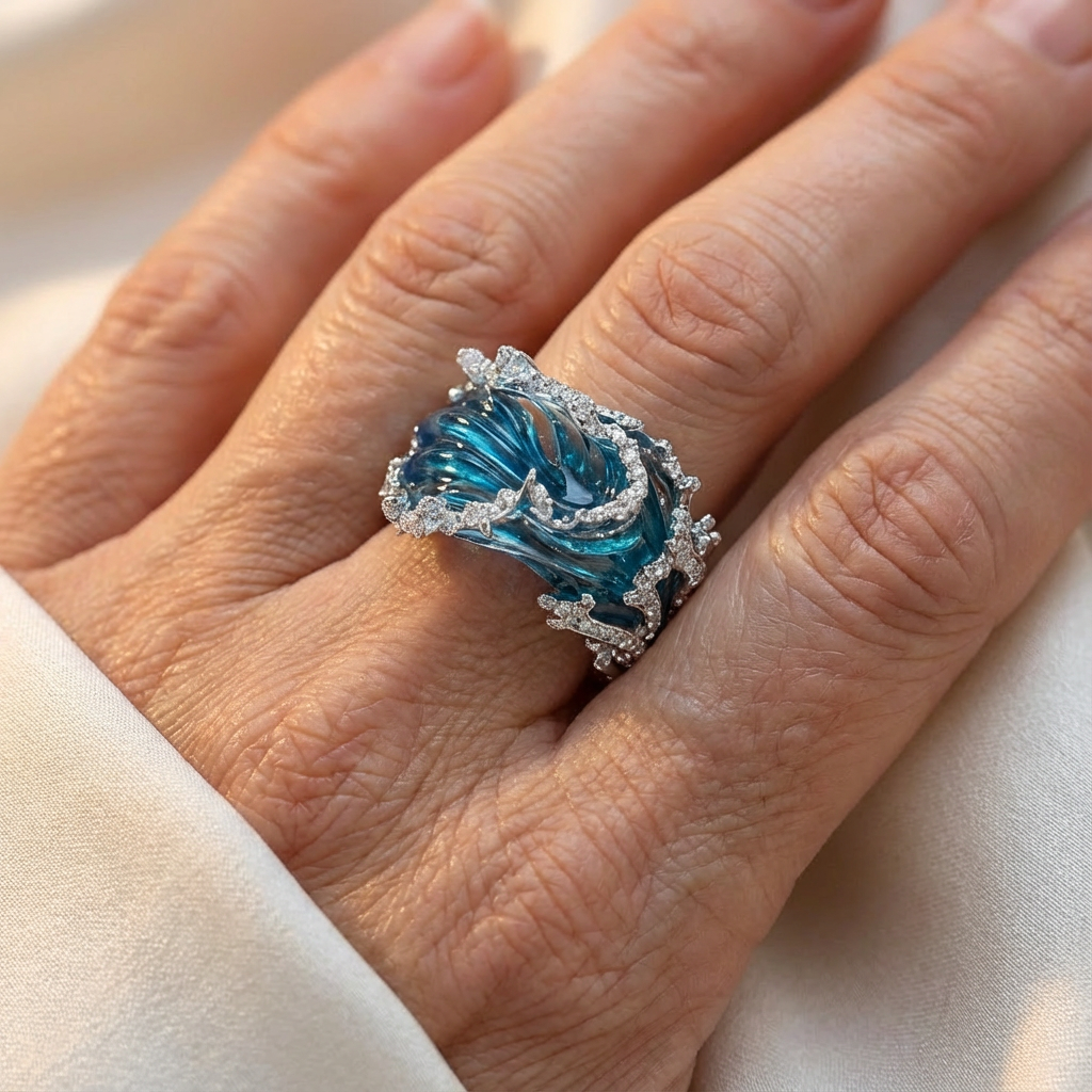 Ocean's Oath zilverkleurige ring