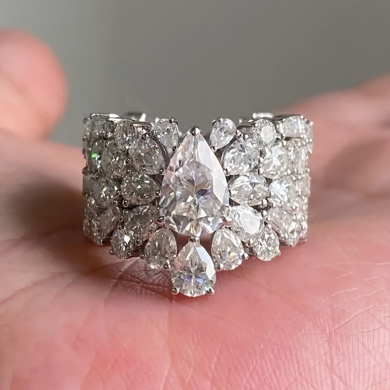 Elegante witgoud vergulde romantische trouwring met zirkonia