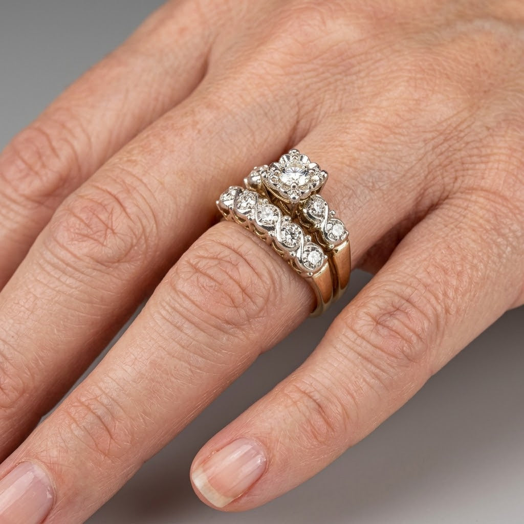 Vintage sprankelende goudkleurige ring