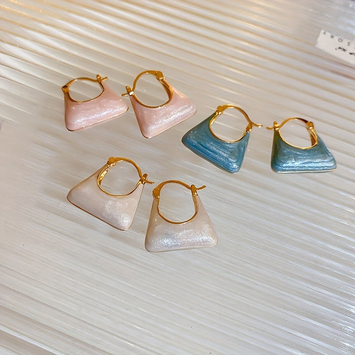 Elegant Retro Style Handbag Design Enamel Hoop Earrings