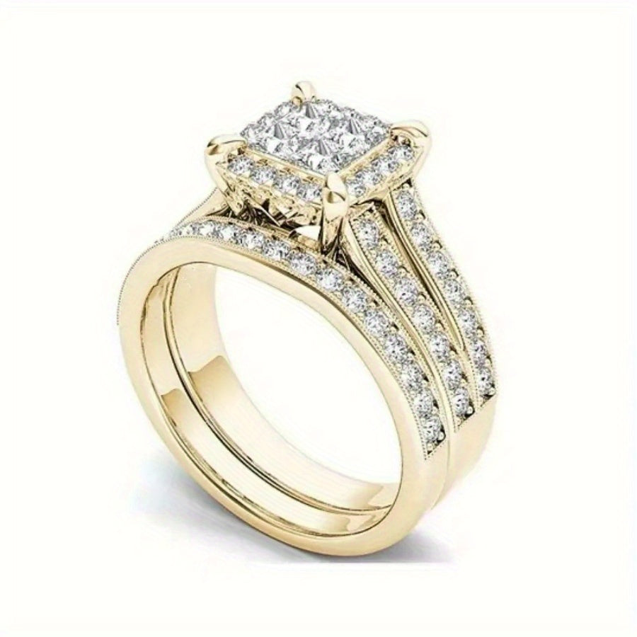 Elegante vintage stapelbare bruidsring met zirkonia