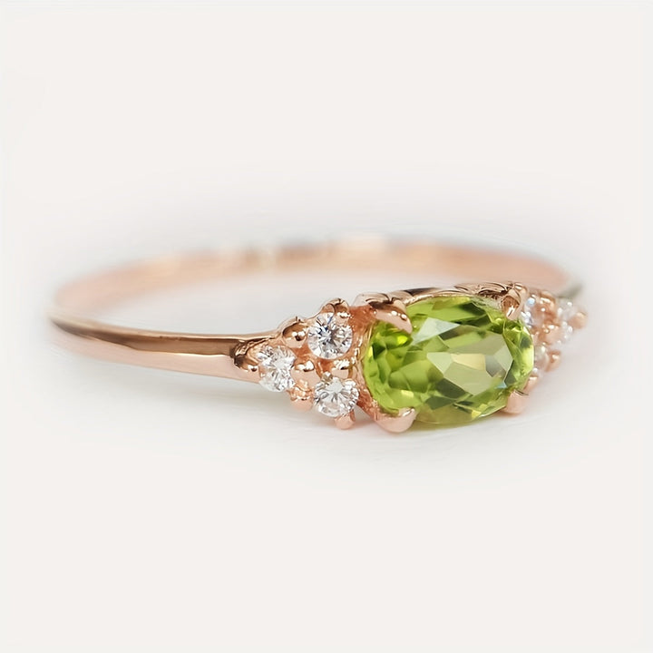 Bohemian Style Classic Oval Zirconia Rose Gold Plated Ring