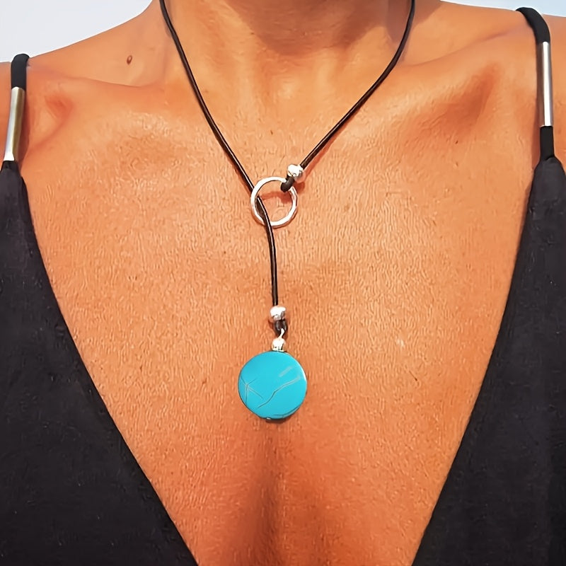 Vintage boho hangerketting met turkoois