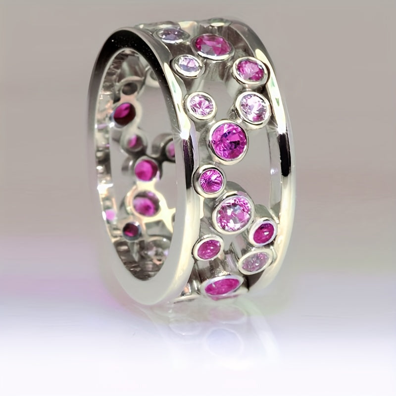 Elegante verzilverde ring met sprankelende zirkonia
