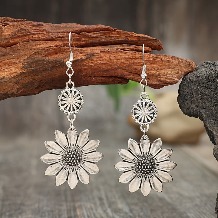 Vintage Bohemian Sunflower Drop Earrings