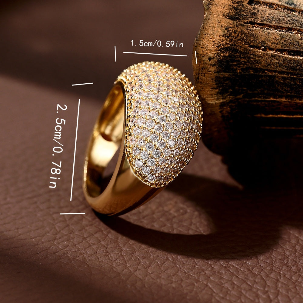 Elegante koepelring met zirkonia
