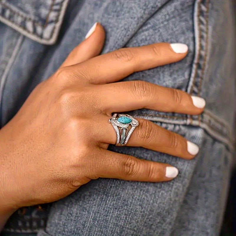 Statement marquise turkooizen sterling zilveren ring
