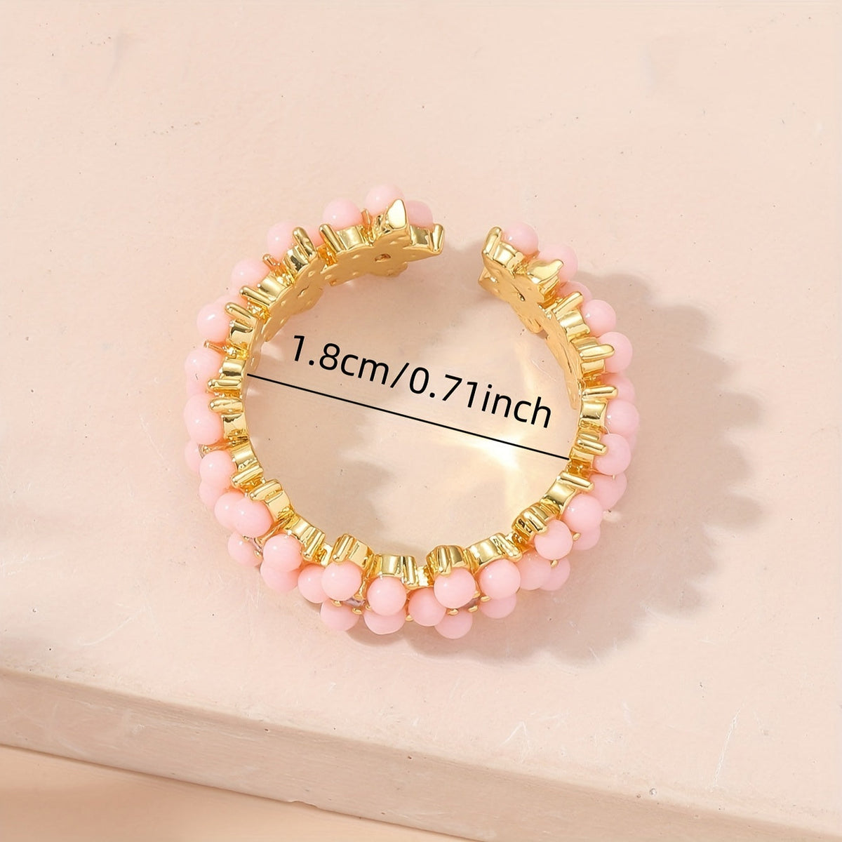 Vintage geometrische ronde ring met kralencluster en ingelegd zirkonia