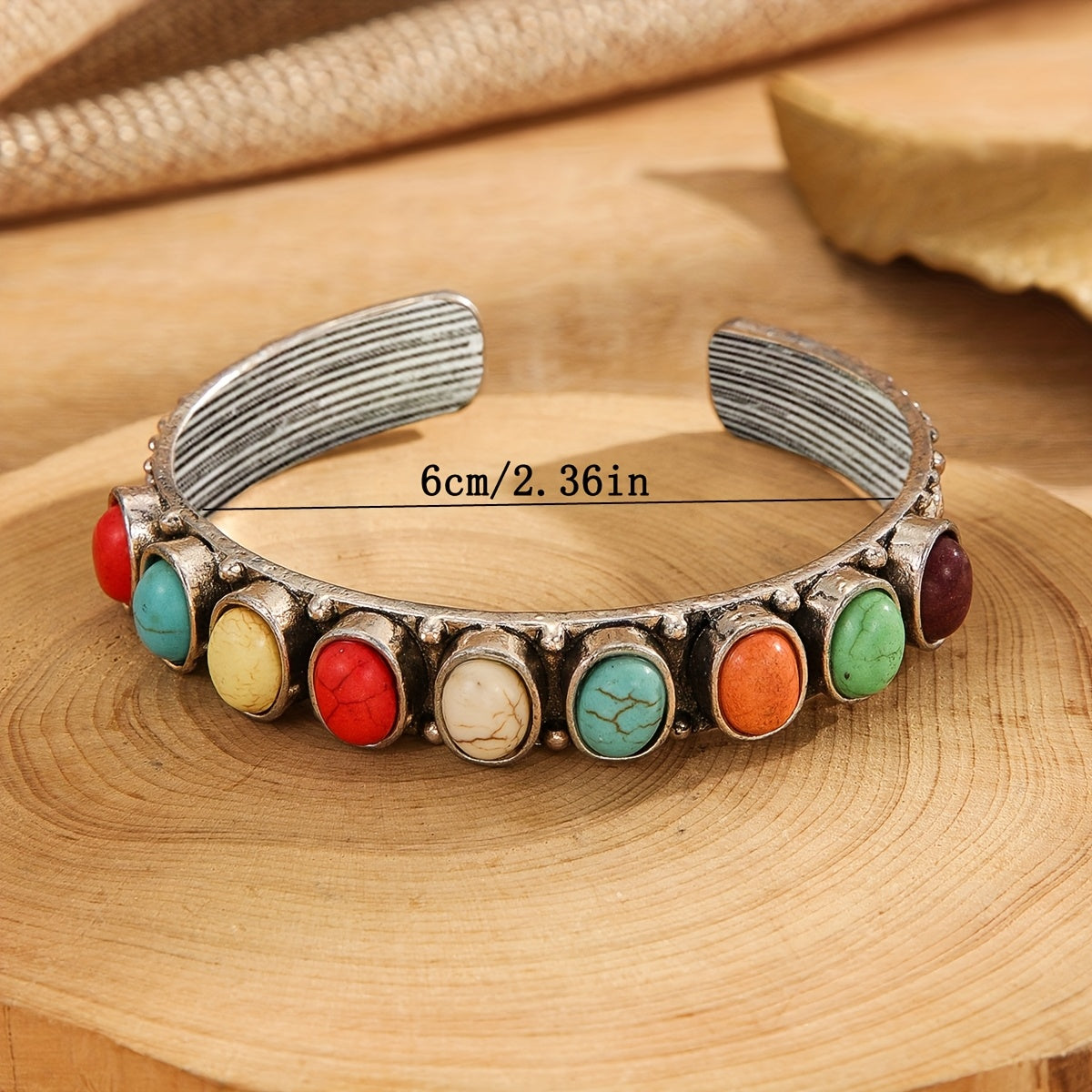 Vintage cuff armband met meerdere turkooizen stenen