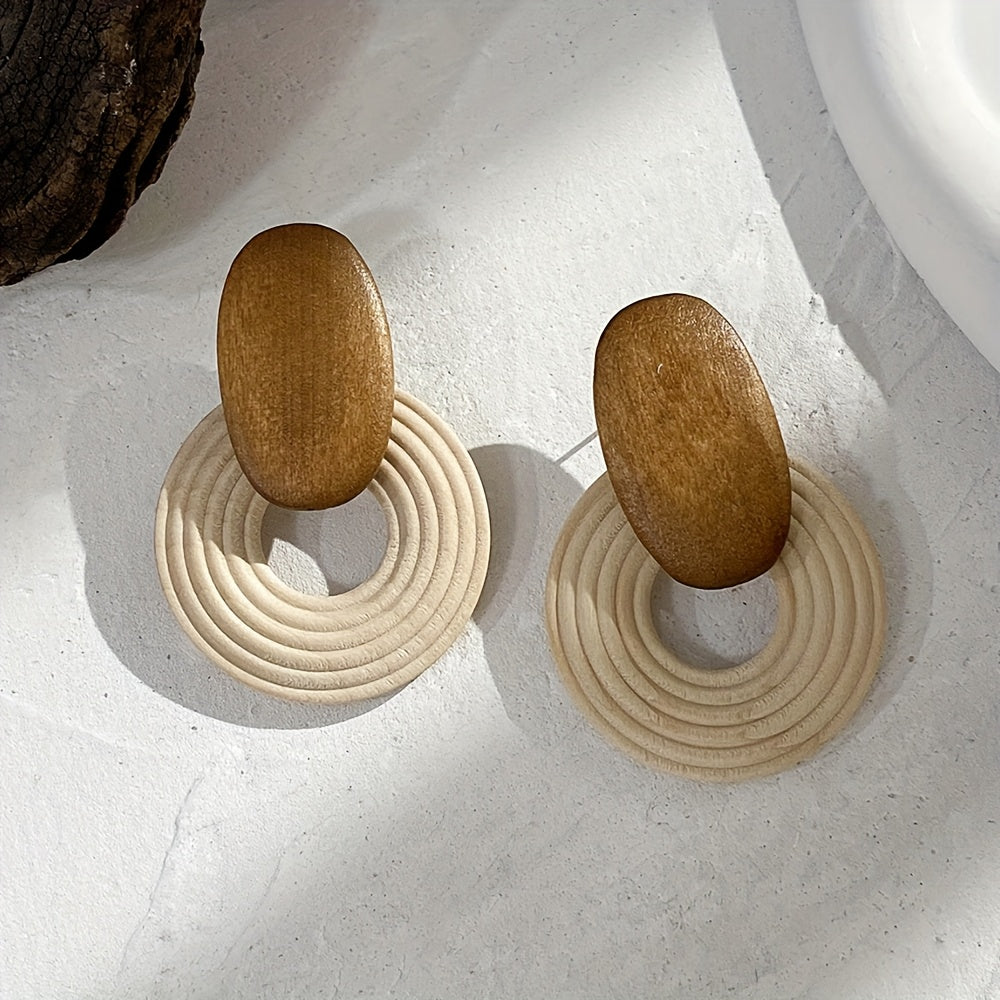 Natuurlijke houten spiraal oorhangers