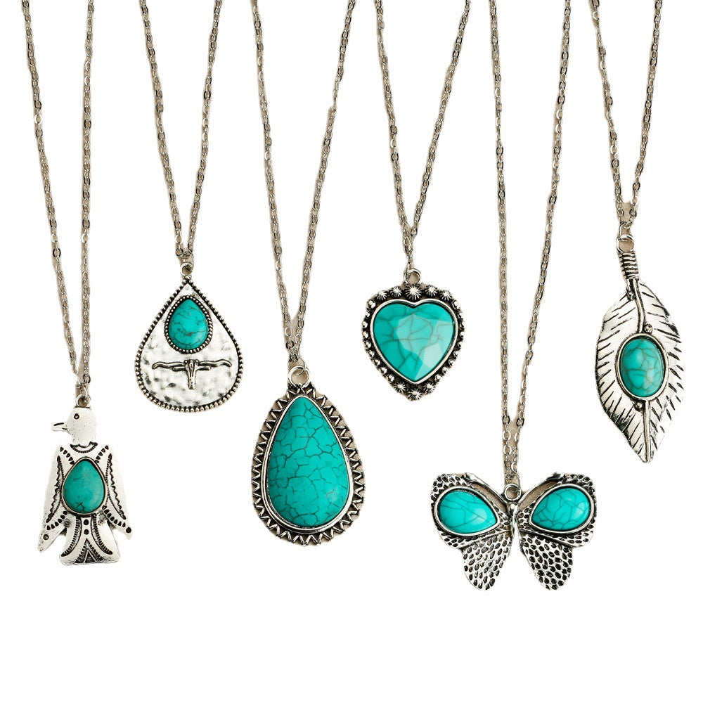 Vintage bohemien ketting met turkooizen sierhanger