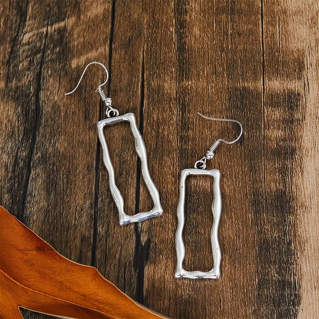 Vintage gotische opengewerkte geometrische oorhangers met lange staaf