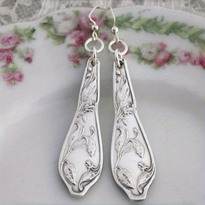 Elegant Vintage Spoon Silvery Earrings