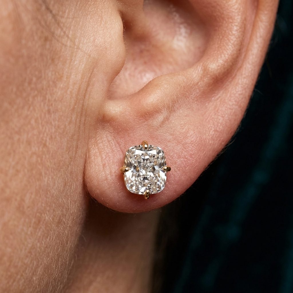 Cushion Cut Diamond Stud Earrings