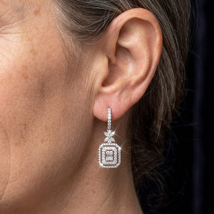 Square Zirconia Cubic Zirconia Copper Earrings