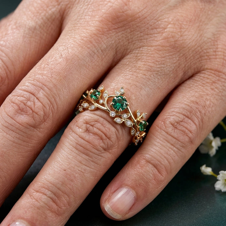 Elegant Green Zirconia Gold Plated Ring