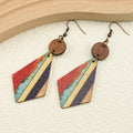 Bohemien stijl gestreepte houten inleg oorhangers