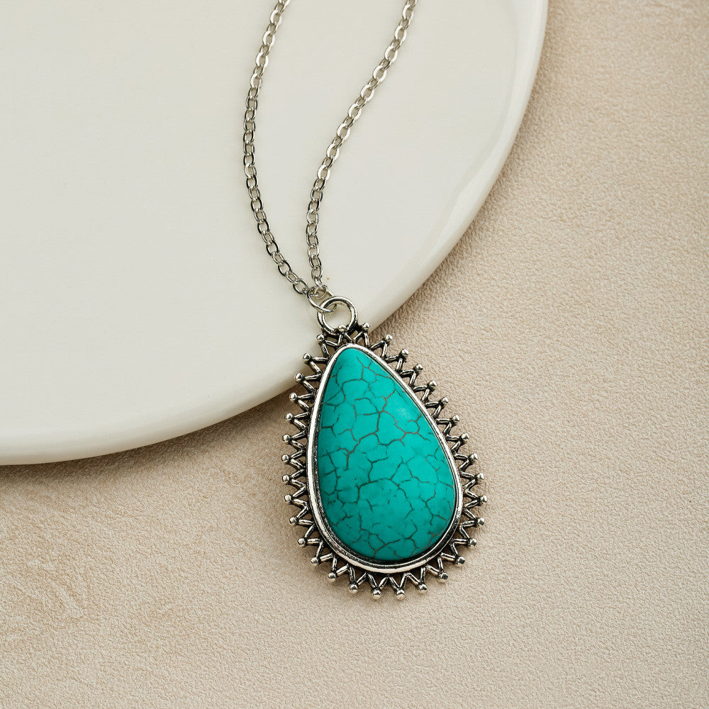 Vintage bohemien ketting met turkooizen sierhanger