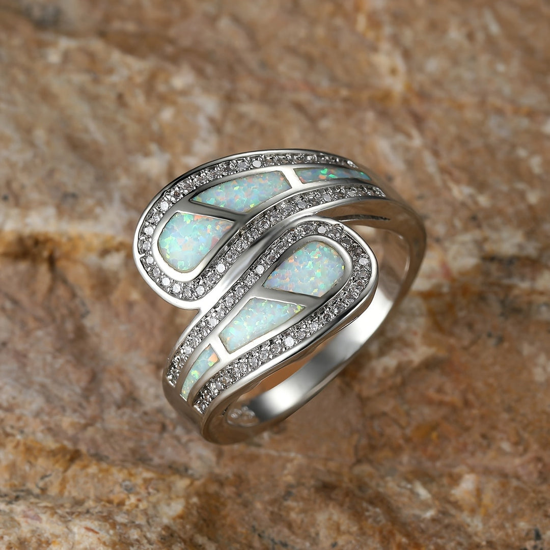 Vintage Boho White Opal Stone Ring