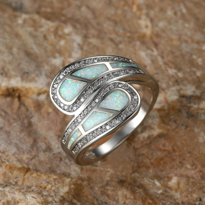 Vintage Boho White Opal Stone Ring