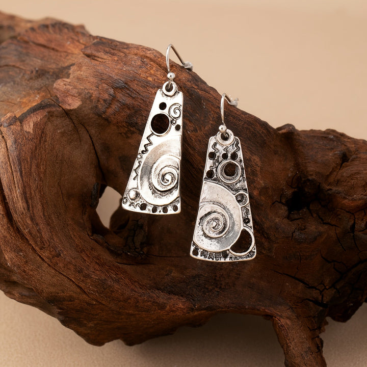 Bohemian Geometric Spiral Engraved Ethnic Drop Earrings