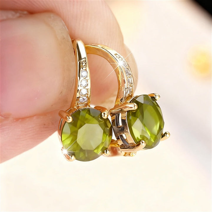 Vintage Bohemian Green Cubic Zirconia Golden Claw Earrings