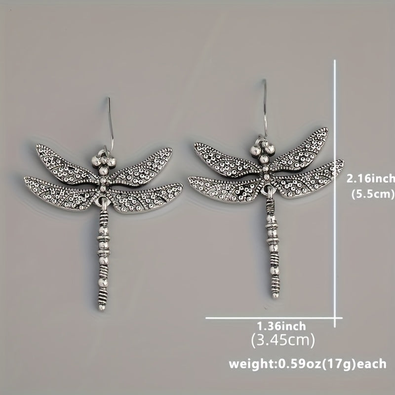 Elegant Vintage Dragonfly Drop Earrings