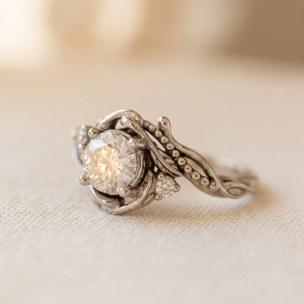 Seraphine zilverkleurige takring met lichtgevende zirkonia