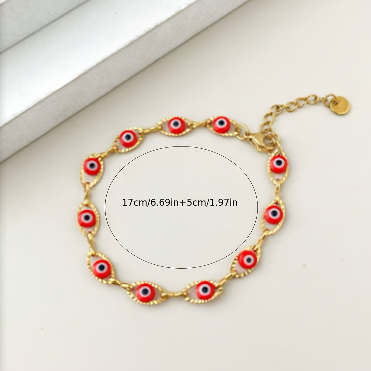Minimalistische vergulde tennisarmband met boze oog