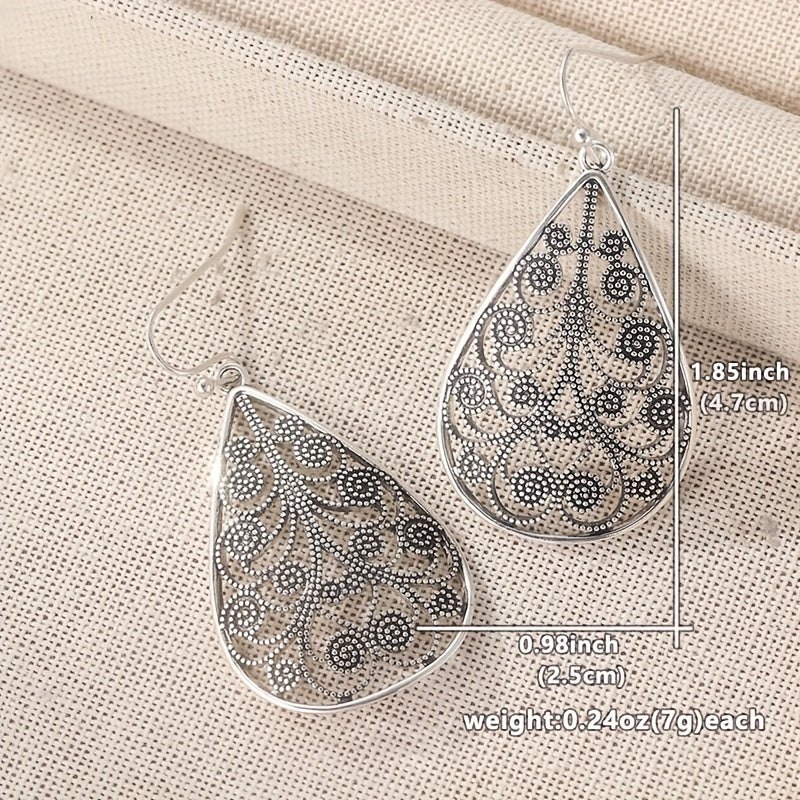 Elegant Retro Teardrop Ethnic Style Threaded Print Earrings