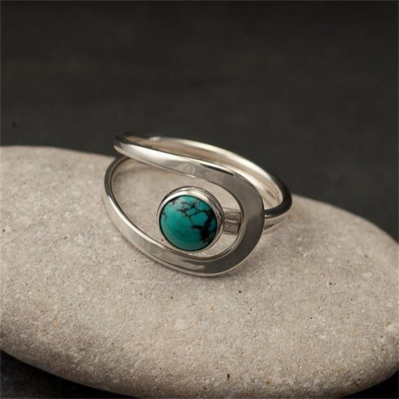 Minimalistische moderne turkooizen open ring