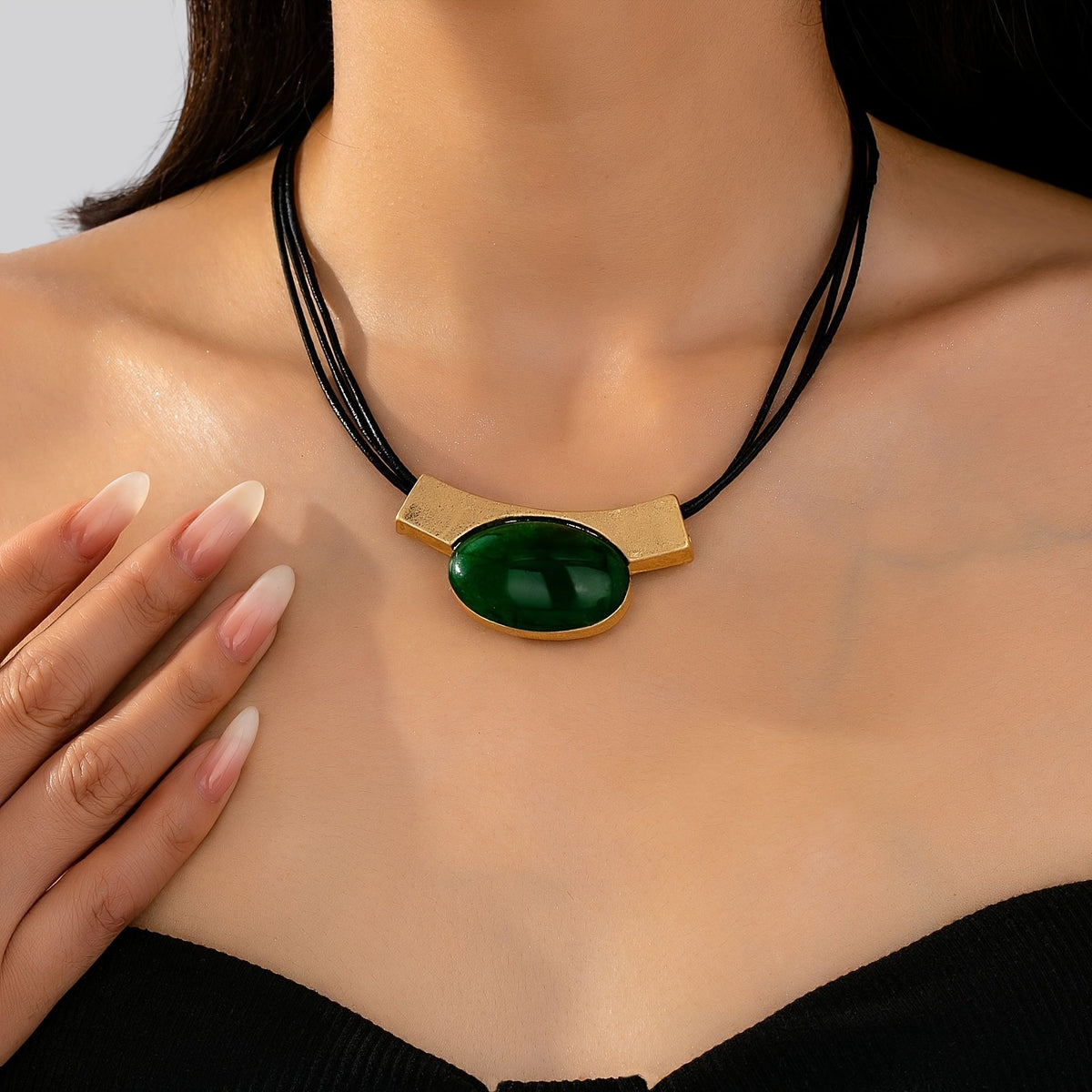 Elegante bohemien vergulde ketting met edelsteen