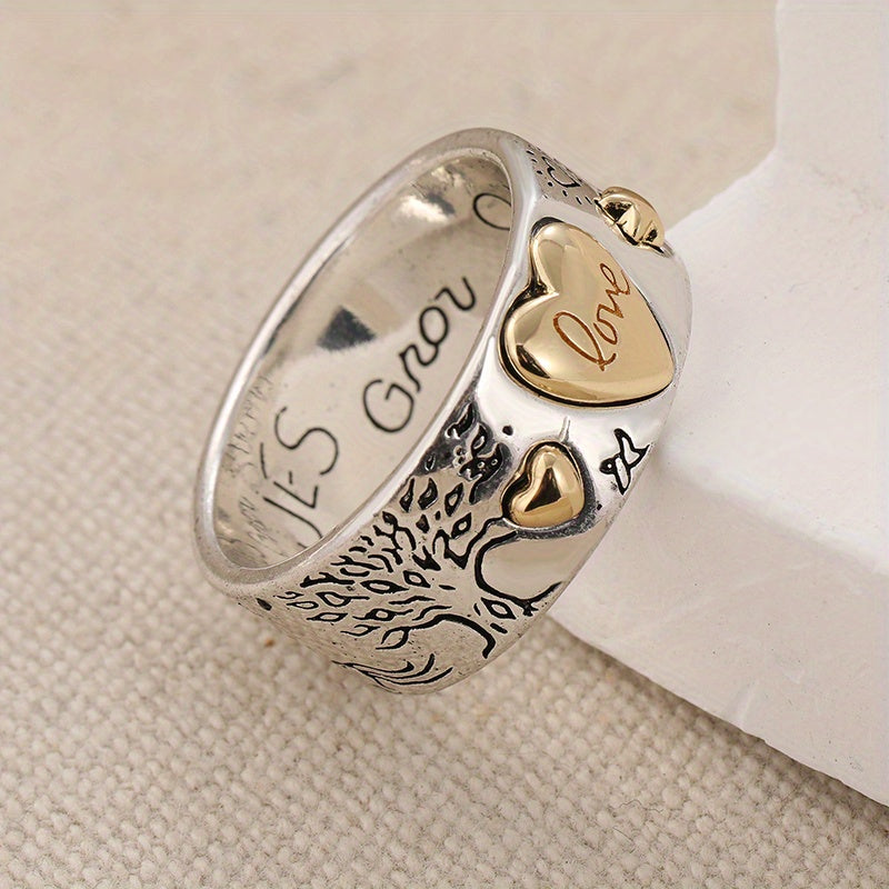 Vintage tweekleurige statement ringband met liefdesboodschap