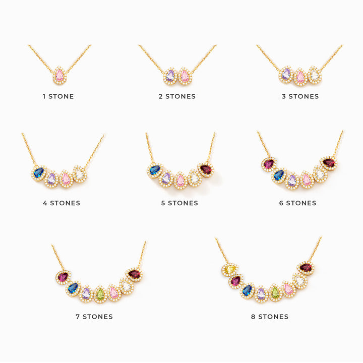 Tears of Joy Teardrop Family Birthstone Necklace