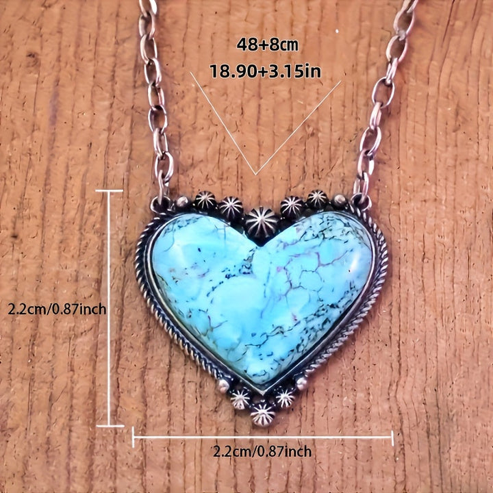Bohemian Style Turquoise Heart Pendant Necklace