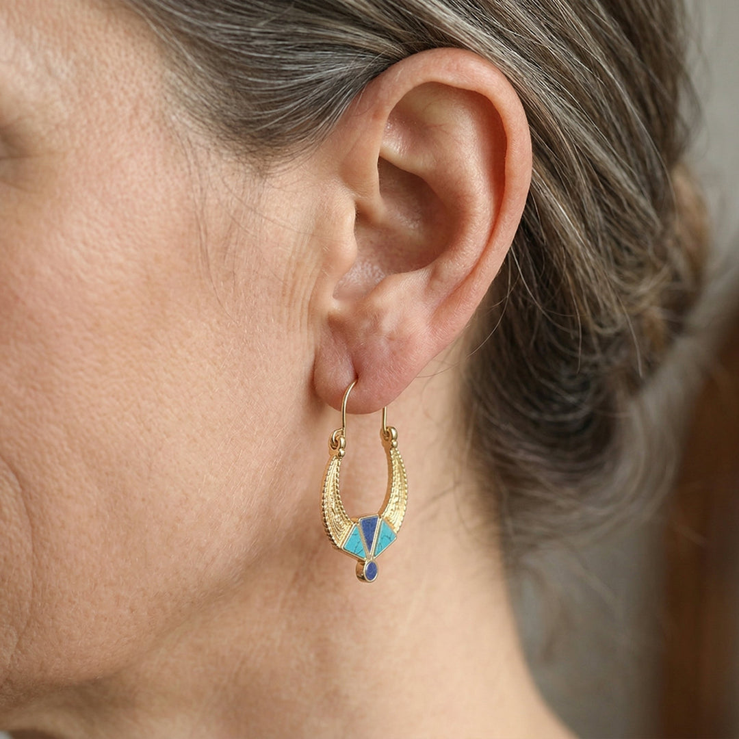 Retro Bohemian Textured Geometric Hoop Earrings