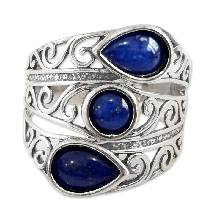 Vintage Lapis Blue Zirconia Multi-Stone Wide Ring