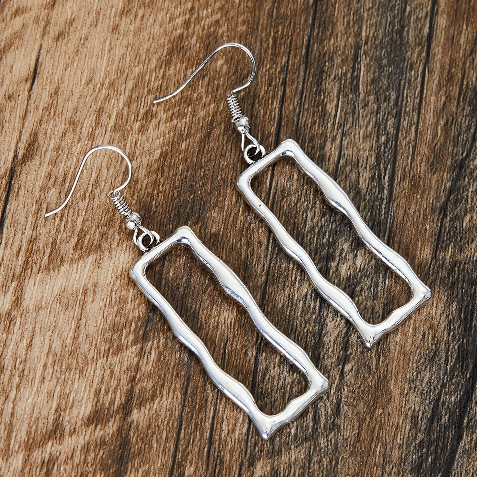 Vintage gotische opengewerkte geometrische oorhangers met lange staaf