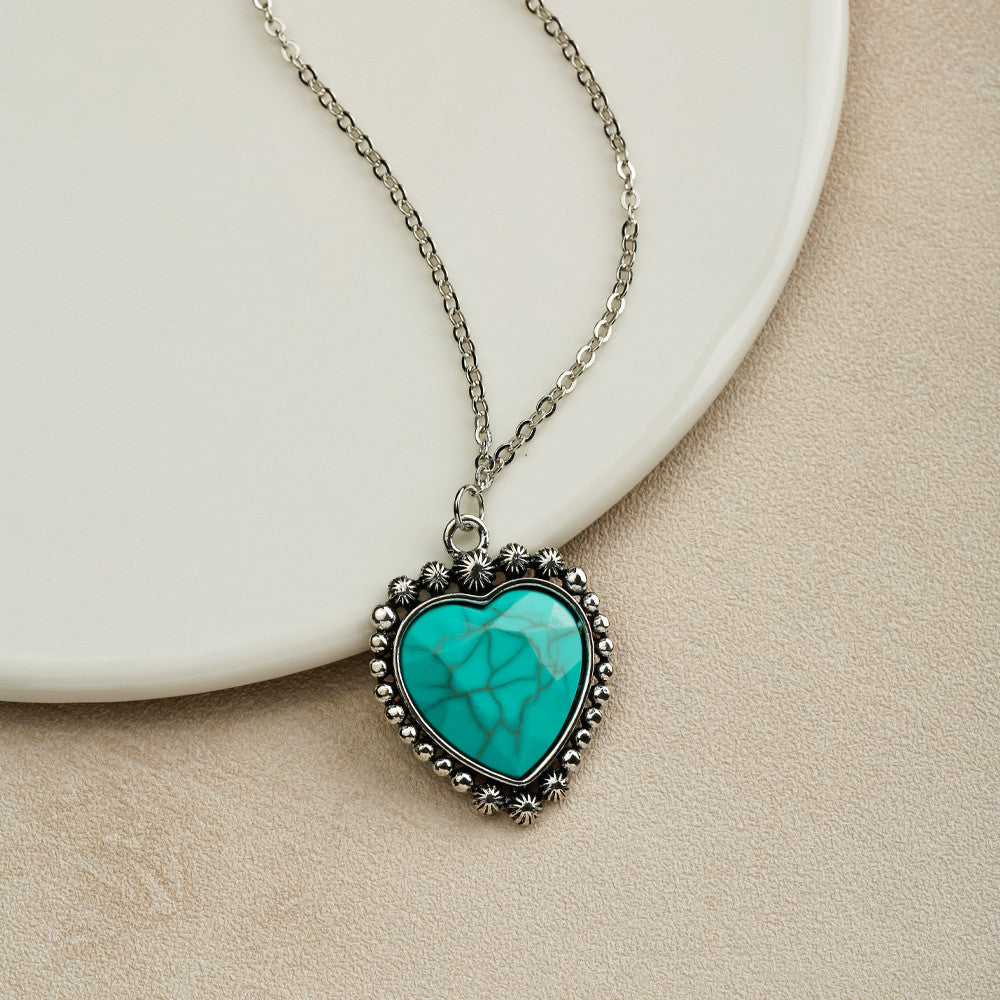 Vintage bohemien ketting met turkooizen sierhanger