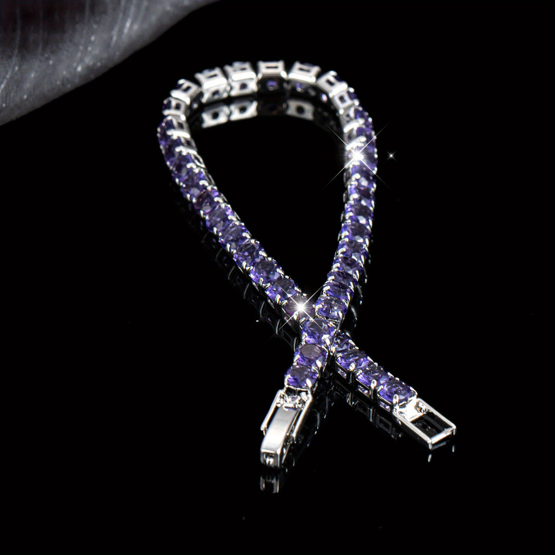 Elegant Boho Purple Zirconia Crystal Tennis Bracelet