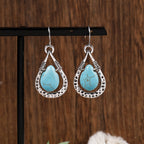 Vintage retro oorhangers met druppelvormige turkoois