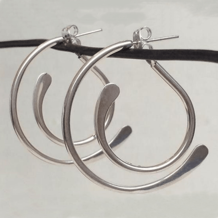 Vintage Simple Patchwork Piercing Silver Plated Earrings