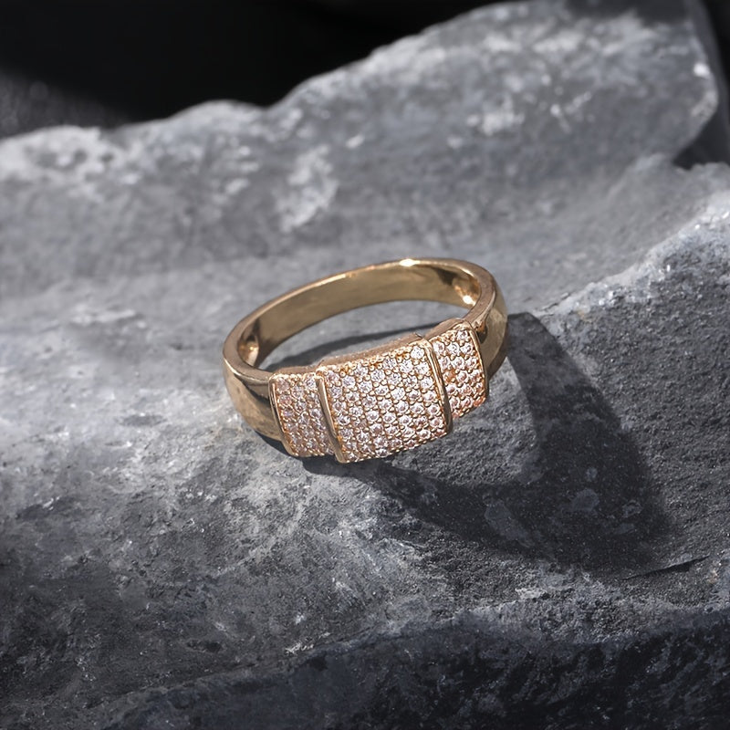 Elegante vergulde ring met zirkonia