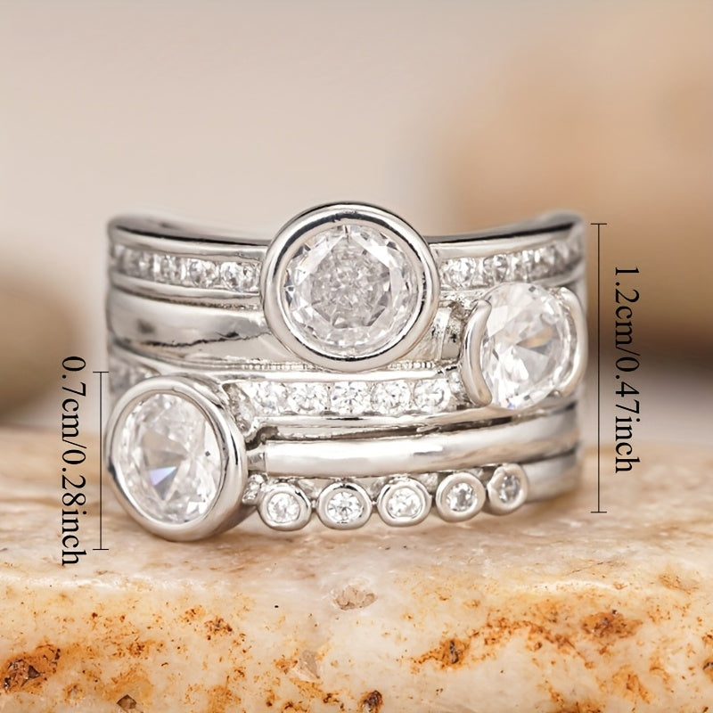 Stijlvolle brede ring met ingelegd zirkonia